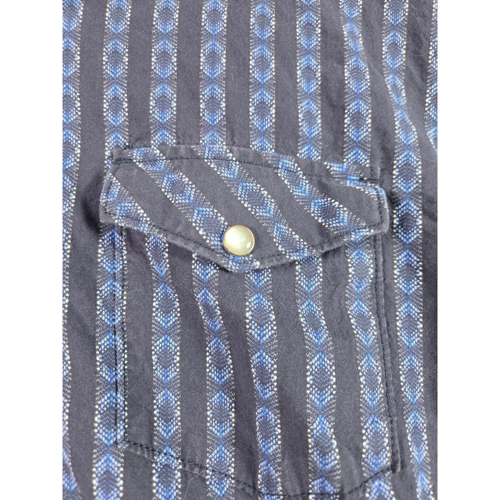Age of Wisdom Pearl Snap Shirt Mens 2XL Blue Western Geometric Cotton Streetwear - Picture 6 of 8